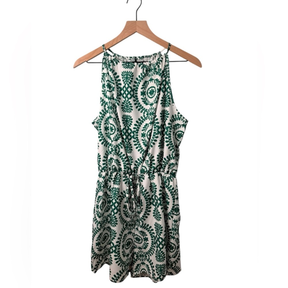 Boho Floral Halter Neck Romper Green & White Size-L NWT - Picture 5 of 8